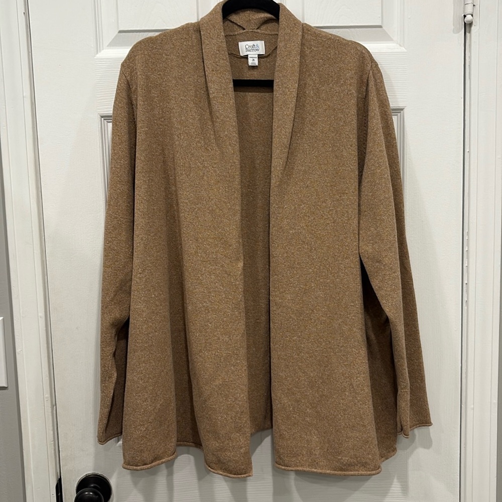 NWOT Croft & barrow camel colored open cardigan 2X